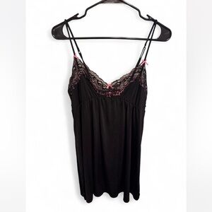 Womens Betsy Johnson Black Lace Babydoll Lingerie Nighty slip Dress L